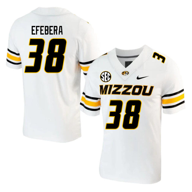 Men #38 Justin Efebera Missouri Tigers College 2023 Football Stitched Jerseys Sale-White